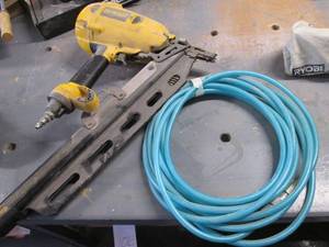 lot 110 image: Dewalt Nail Gun With Air Hose...