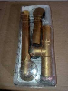 lot 23 image: Easy Touch 1-12 in. 20-Gauge Brass Pipe Bath Waste and Overflow Drain in Brushed Nickel by Everbilt-open box not used
