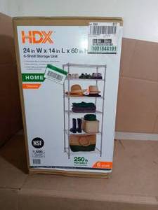 lot 26 image: Chrome 6-Tier Metal Wire Shelving Unit (24 in. W x 60 in. H x 14 in. D) by HDX - open box not used