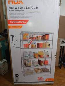 lot 31 image: Silver 6-Tier Heavy Duty Metal Wire Shelving Unit (48 in. W x 72 in. H x 24 in. D) by HDX- open box