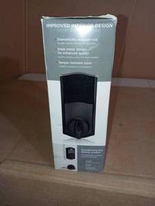 lot 38 image: SmartCode 913 Venetian Bronze Single Cylinder Electronic Deadbolt Featuring SmartKey Security by Kwikset- open box not used