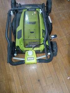 lot 49 image: 18 in. 40-Volt 2-in-1 Lithium-Ion Cordless Battery Push Mower  Battery Charger NOT Included by RYOBI- slightly used