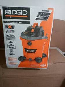lot 55 image: 12 Gal. 5.0-Peak HP NXT WetDry Shop Vacuum by RIDGID- open box not used - missing some accessories