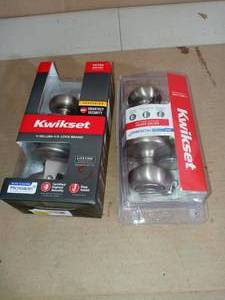 lot 98 image: Juno Satin Nickel Entry Door Knob Featuring SmartKey Security  by Kwikset- set of 2 - mixed