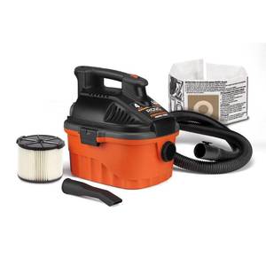 lot 30 image: 4 Gal. 5.0-Peak HP Portable WetDry Shop Vacuum with Filter, Hose and Accessories by RIDGID - open box not used
