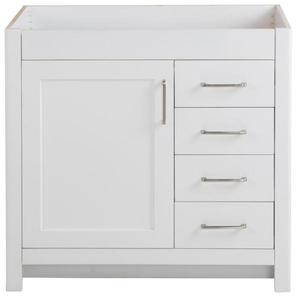 lot 65 image: Westcourt 36 in. W x 21 in. D x 34 in. H Bath Vanity Cabinet Only in Cream by Home Decorators Collection- open box not used