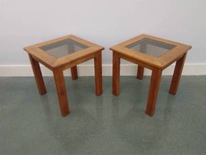 Pair of Glass Insert End Tables