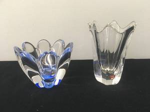 Two Orrefors Crystal Vases