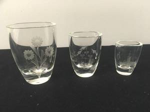 Three Small Swedish Crystal Vases