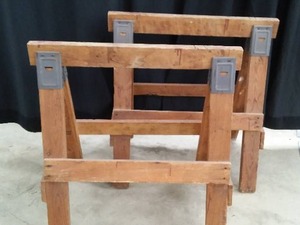lot 13 image: SET OF STURDY WOODEN SAW HORSES