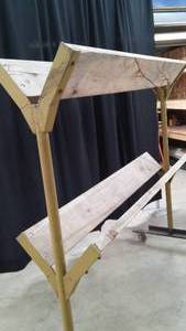 lot 25 image: METAL AND WOOD  STORAGE CART ON CASTORS
