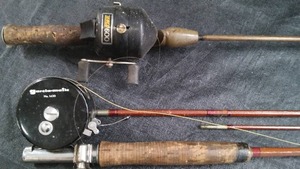 lot 53 image: 2 VINTAGE FISHING RODS AND REELS