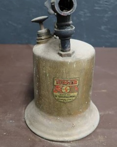 lot 156 image: ANTIQUE BRASS BLOW TORCH