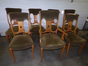 lot 2 image: Mohair Chairs 6 chairs and 1 Arm Chair