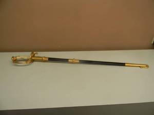 lot 2 image: VINTAGE VANGUARD NY UNITED STATES NAVY OFFICERS SWORD W SCABBARD MADE IN THE U.S.A. - GREAT PIECE - APPROX 36 LONG - SEE PICTURES