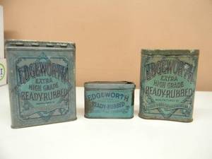 lot 54 image: VINTAGE EDGEWORTH TOBACCO TINS - LARUS & BRO CO. RICHMOND VA. U.S.A. - NICE SET - SEE PICTURES