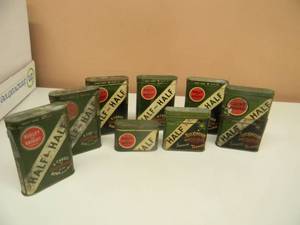 lot 58 image: VINTAGE HALF AND HALF TOBACCO POCKET TINS - AWESOME SET - SEE PICTURES