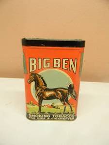lot 59 image: VINTAGE BIG BEN TOBACCO VERTICAL POCKET TIN - GREAT PIECE - NICE - SEE PICTURES