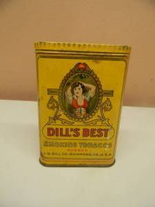 lot 60 image: VINTAGE DILLS BEST TOBACCO VERTICAL POCKET TIN - GREAT PIECE - NICE - SEE PICTURES