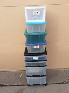 lot 47 image: Rolling Organizer & Assorted Small Bins With Lids