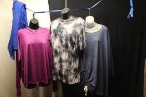 lot 35 image: 3 size 1x tops and a scarf NWT...