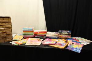 lot 41 image: 10 doll stands and many books...