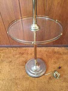 Brass Floor Lamp w Glass Shelf