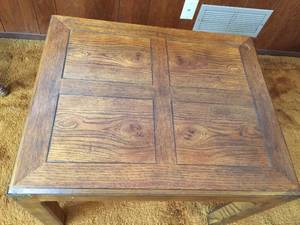 Wooden End Table with Brass Accents