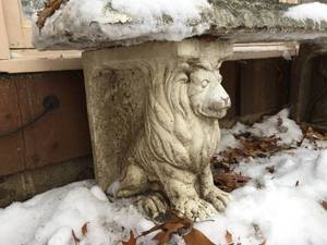 Concrete Lion Garden Bench