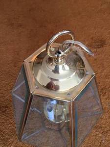 Six Sided Glass and Brass Ceiling Hanging Chandelier