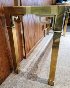 Glass Topped Brass Console Table