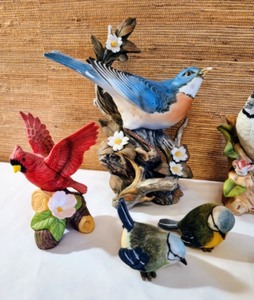 Large Variety of Painted Bird Figurines