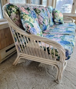 White Wicker Sofa and Table Set
