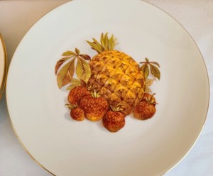 Set of 12 German Painted Fruit Plates