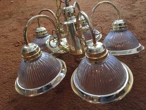Brass Five Globe Chandelier
