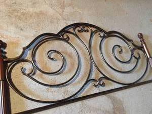 Wood and Metal Headboard and Bed Frame