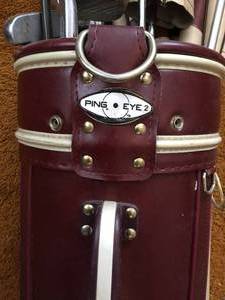 Ping Eye Golf Bag and Assorted Clubs