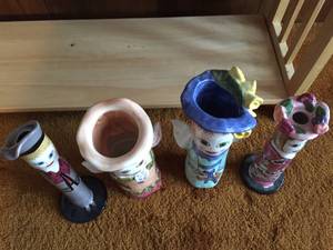 Four Susan Paley Hand Painted Vases