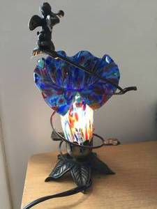 Colored Glass Cherub Figurine Lamp