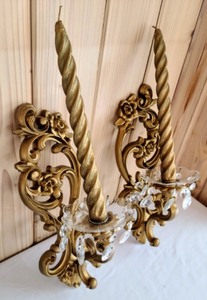 Ornate Gold Wall Candleholders