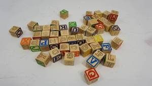 lot 37 image: Vintage Toy Wooden Alphabet Blocks