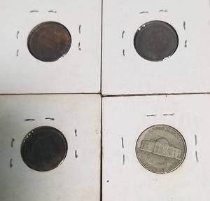 lot 04 image: 4 COINS 1901 1902 1908 INDIAN HEAD CENTS 1938 JEFFERSON NICKEL