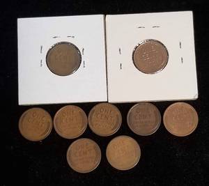 lot 42 image: GROUP OF 9 WHEAT CENTS MOSTLY 20S 1912 INCLUDED