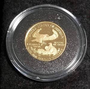 lot 01-A image: 1990 PROOF $5 AMERICAN GOLD EAGLE 110th Oz GOLD IN AIRTITE