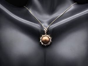 lot 5 image: Brand New LeVian Pearl and Diamond Pendant in 14k Strawberry Gold $4250 Retail