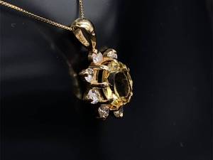 lot 20 image: Yellow Topaz and Diamond Pendant in 14k Yellow Gold $1999 Retail