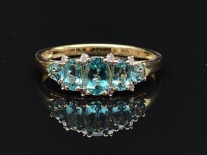 lot 41 image: Diamond Cluster and Topaz Estate Ring in 14k Yellow Gold