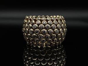 lot 43 image: Stylish Mesh Ring with CZs in Vermeil