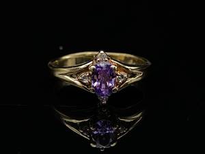 lot 48 image: Amethyst and Diamond Estate Ring in 14k Yellow Gold $1499 Retail