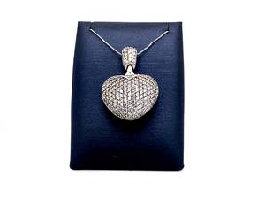 lot 49 image: Pave Heart Pendant with CZs